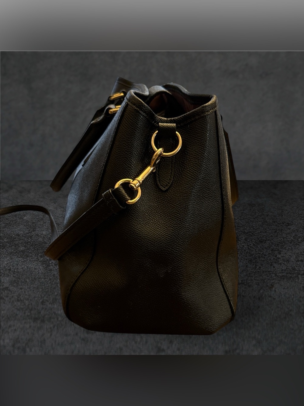 COACH F57527 SMALL MARGOT CARRYALL CROSSGRAIN LEATHER BLACK HANDBAG WITH WALLET - Picture 5 of 16